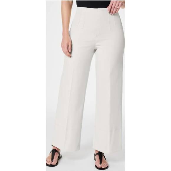 NWT Spanx Stretch Twill Wide Leg Pants In Parchment Women’s Size Large Tall - Picture 1 of 8